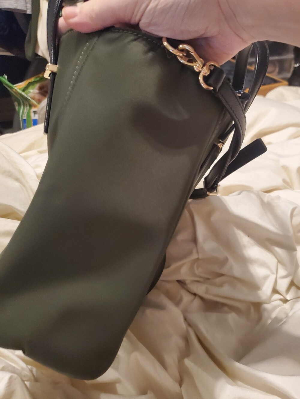 kate spade Olive Green Nylon Tote with Black Trim - Picture 14 of 16